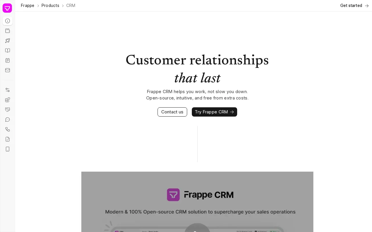 Homepage of Frappe CRM