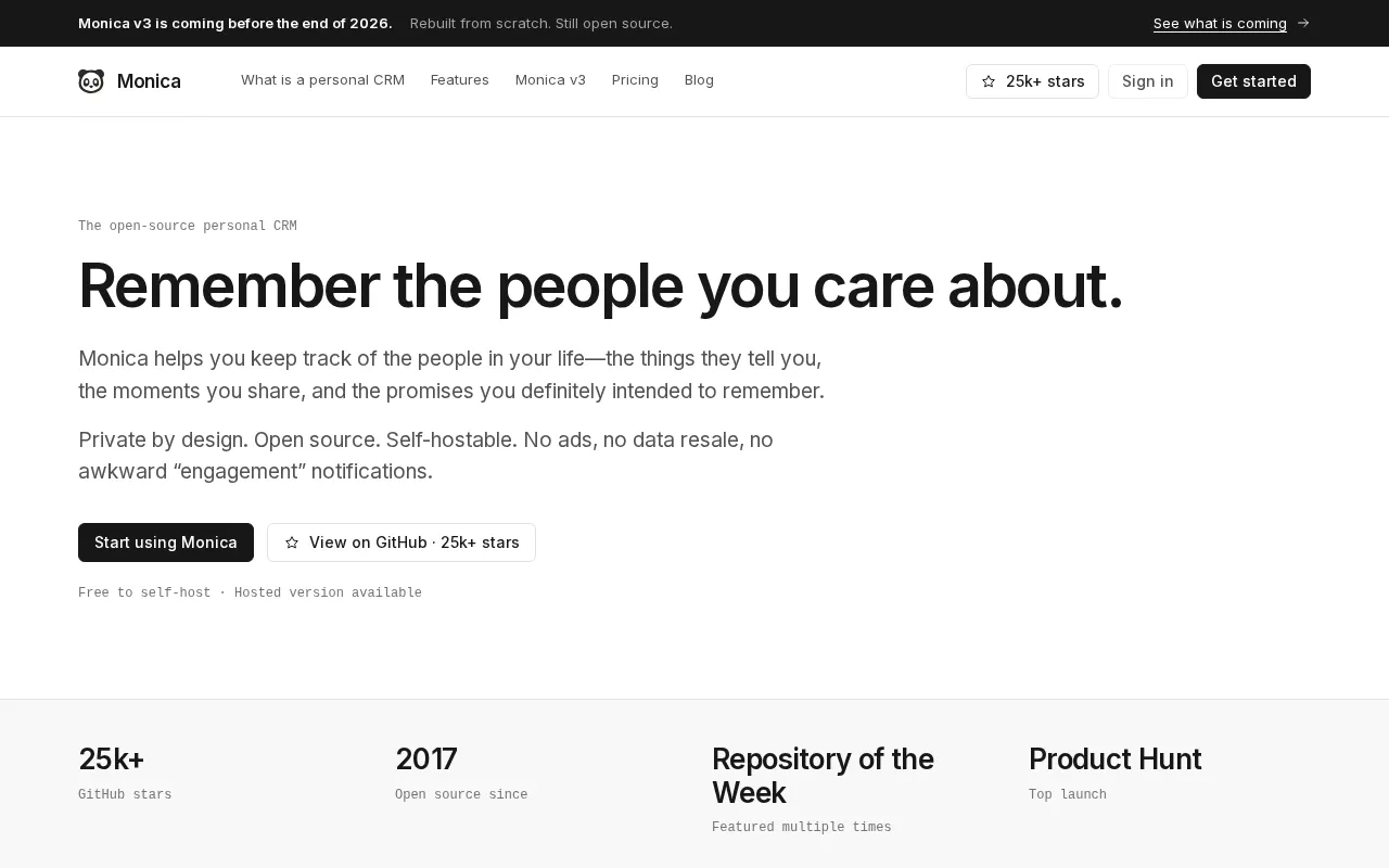 Homepage of Monica