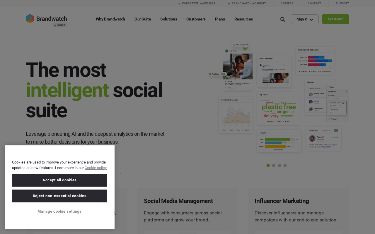 Screenshot of the Brandwatch homepage