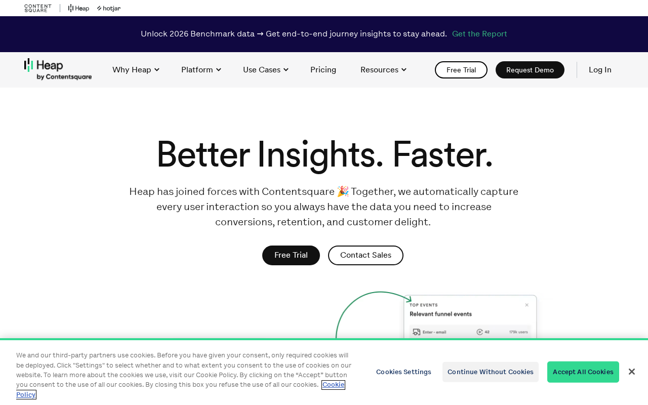 Screenshot of the Heap homepage