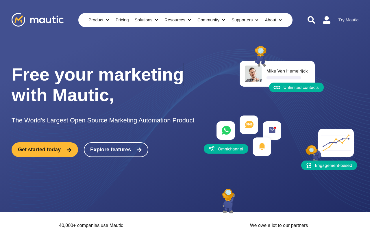 Screenshot of the Mautic homepage