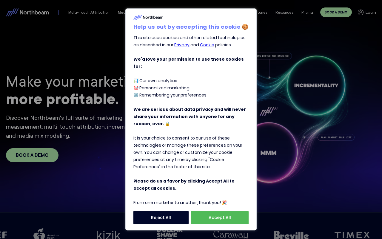 Screenshot of the Northbeam homepage